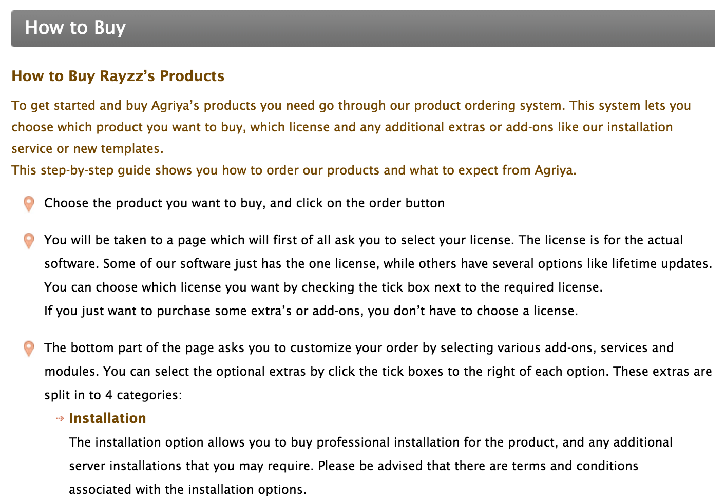 Screenshot of Rayzz purchase process