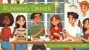 Studierende am Esstisch - Titelbild Running Dinner