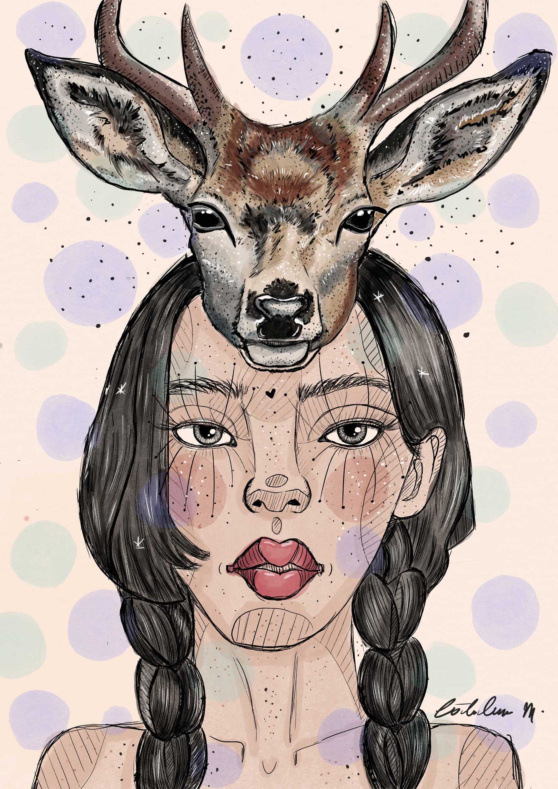 Frau und kolumbianischer Hirsch: Die Feinsinnige